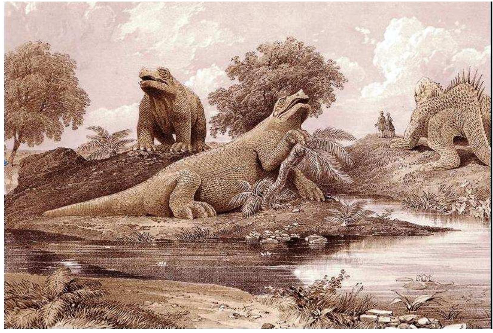 Fig. 1. George Baxter, Crystal Palace dinosaurs, 1854. 