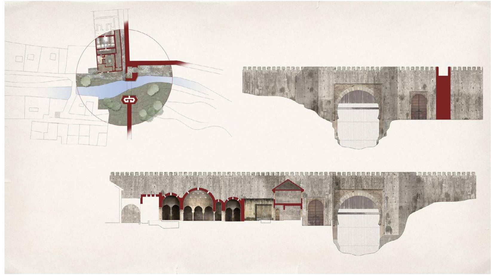 Figure 13 - Reconstruction of the access gate and of the banuelo. 