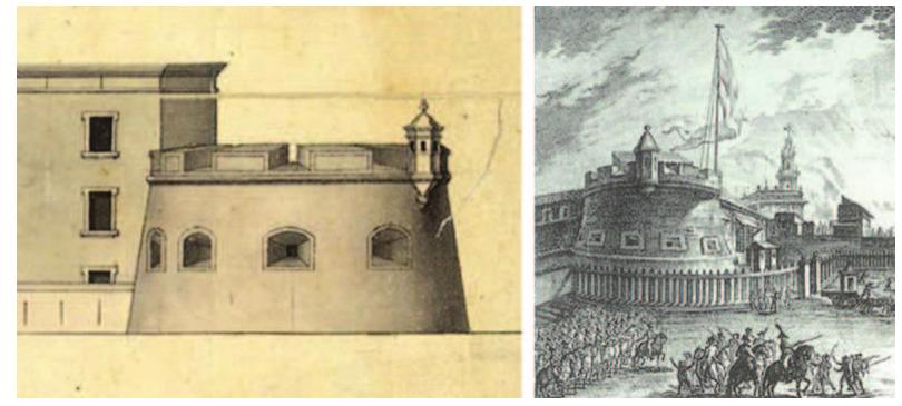 Figure 12 — Elevation and perspective of the new tow- er. 1724-1809. Antonio Montaigu de la Perillé - Tomas Lopez Enguidanos 