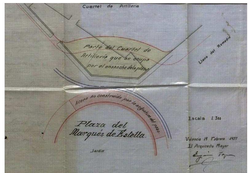Figure 17 - Adaptacion de! cuartel de artilleria de la Ciudadela a la plaza del Marqués de Estella. 1927. Francisco de Castells 
