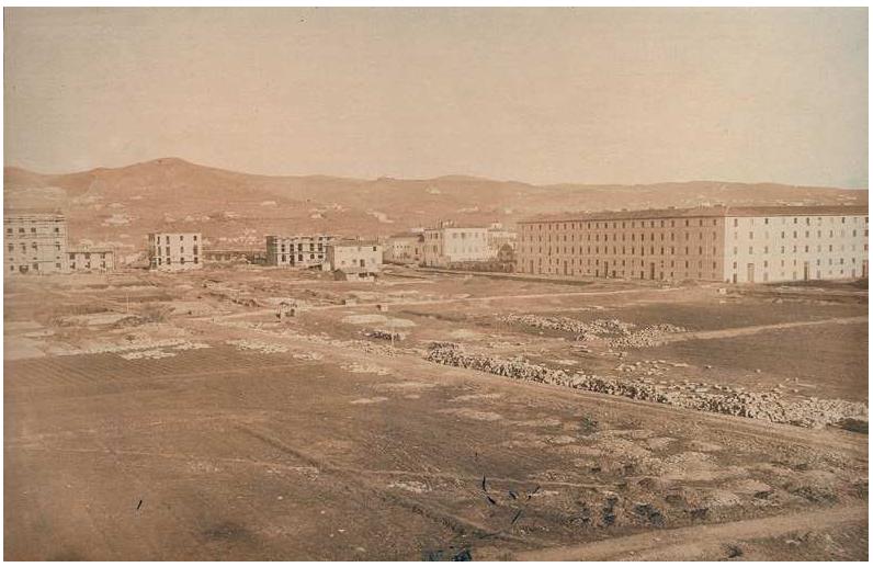 Figure 8 — Photograph of a part of the Mattonaia quar- ter during the works, 1865-66. (Copyright: Archivio Storico Comunale di Firenze, Florence) 