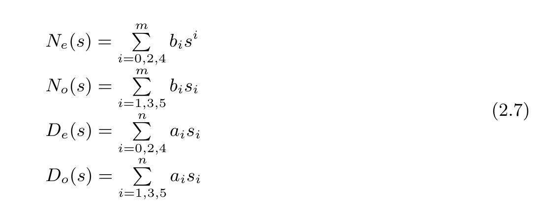 The roots of Ne(s) and De(s) are called zeros z;(s) and that of No(s) and D,(s) are called poles pi(s). In this method, a polynomial is reduced by successively discarding the less significant factors. Let us illustrate the method by reducing the denominator, the numerator is reduced similarly and the ratio of reduced numerator and denominator gives the reduced order model. The denominator is separated as following:  Sambariya and Arvind; BJMCS, 13(5): 1-15, 2016; Article no. BJMCS.238243 