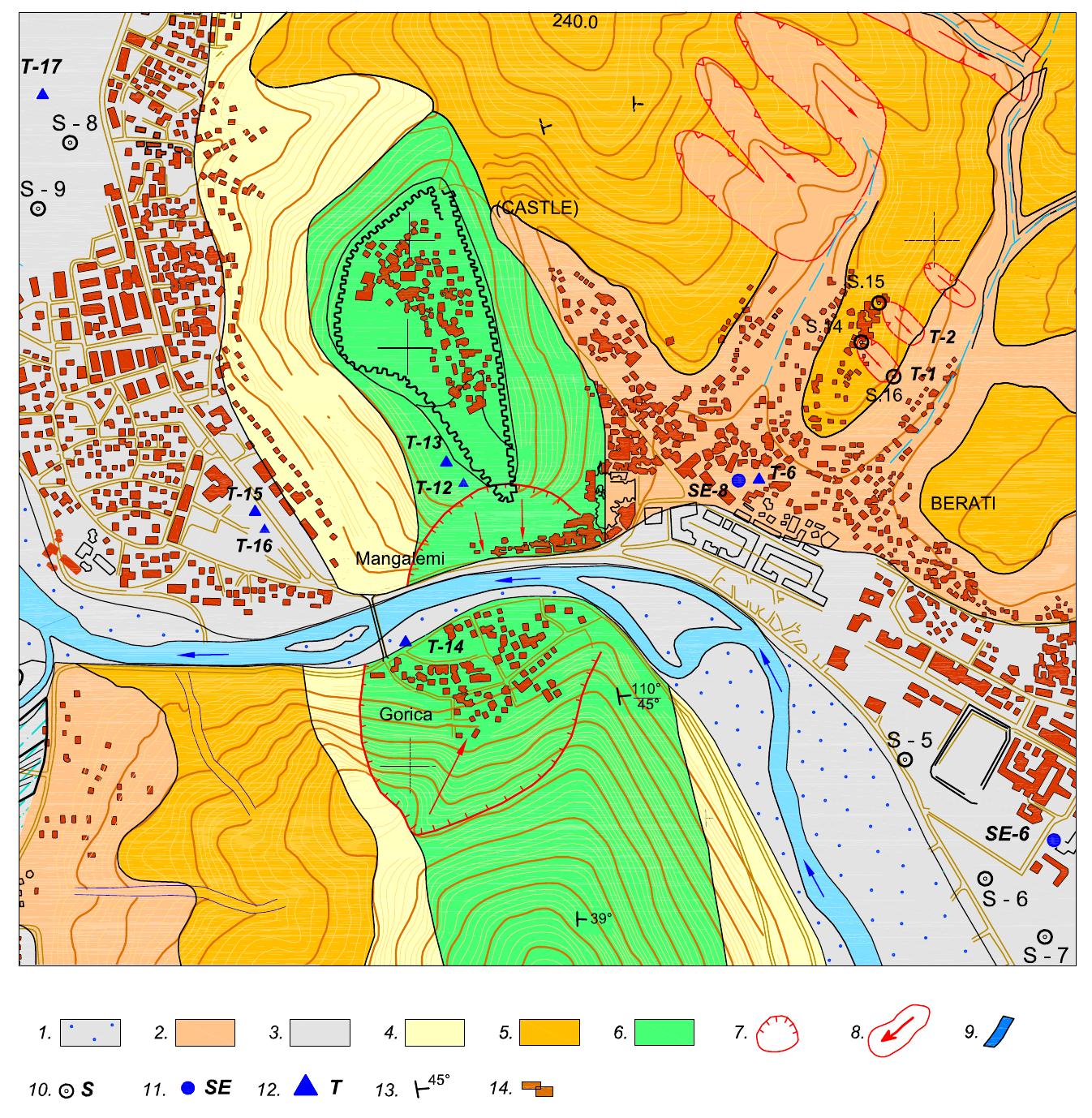 Engineering geological zoning map of berati area. 1.