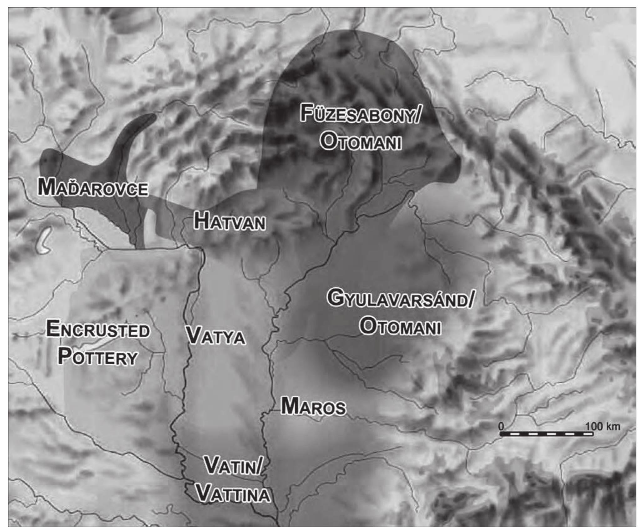 Figure 1: Middle Bronze Age cultural units in the Carpathian Basin (base map after L. Zentai). 