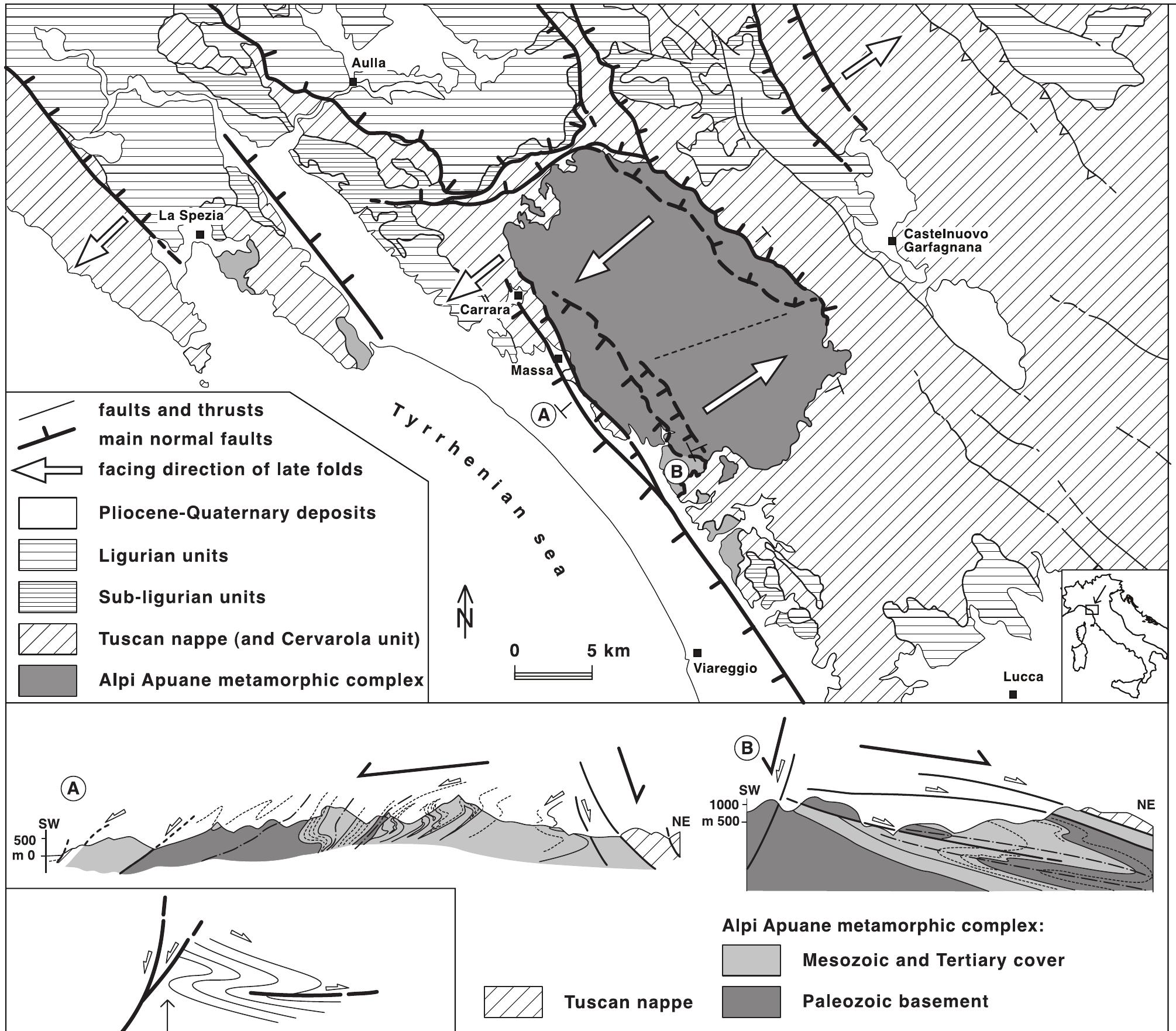Orogeny Vs Rift - tectonic sketch map of the internal northern apennines,