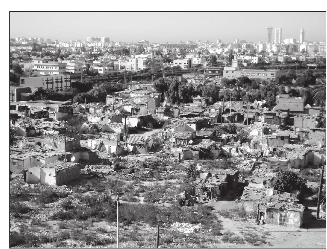 The Slums of Bachko set against Casablanca’s skyline. 