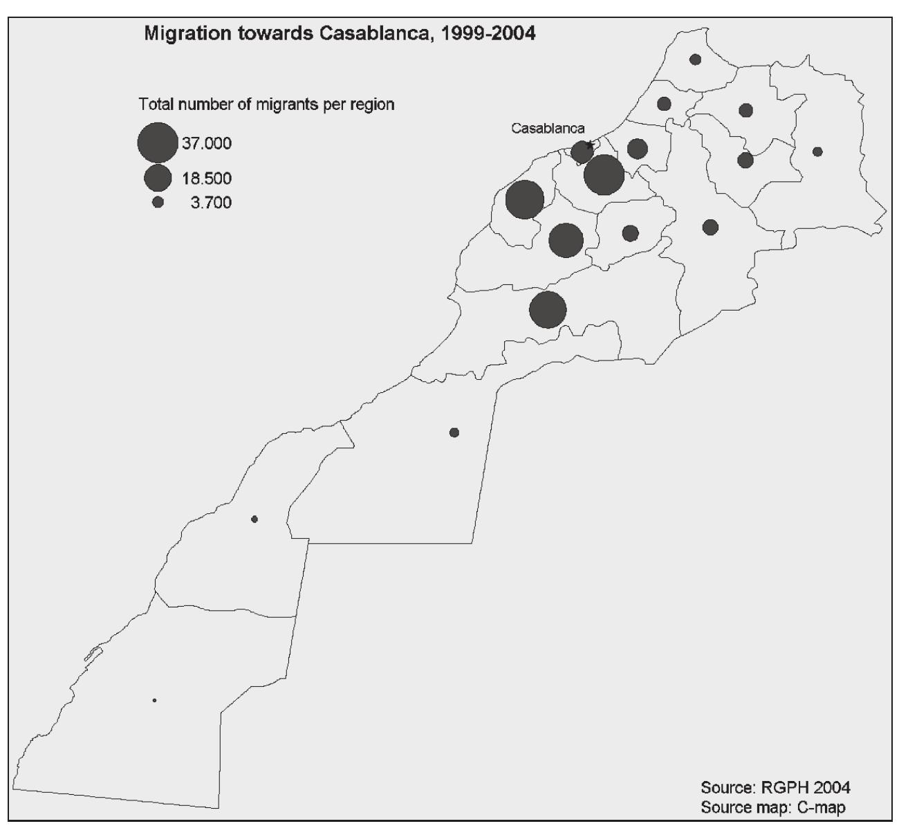 Map 3.1. Migration towards Casablanca, 1999-2004. 