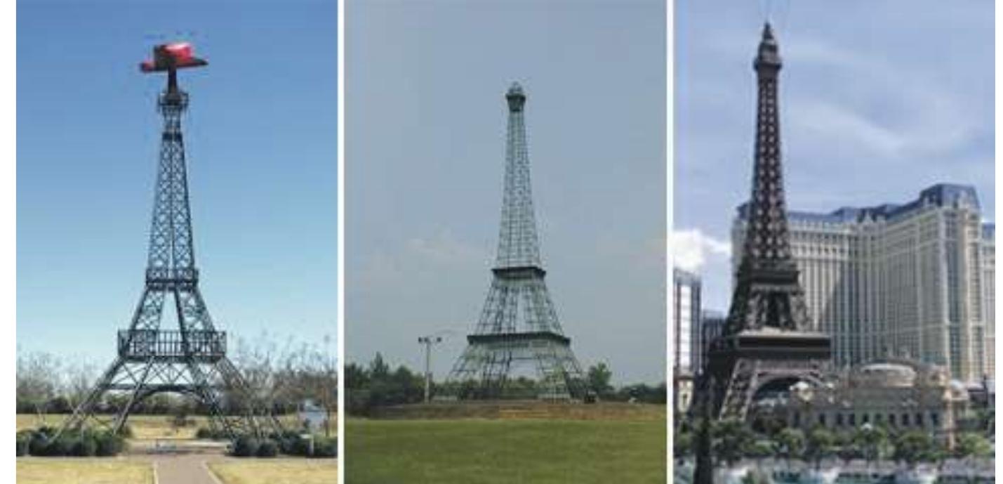 Figure 06, Replicas of Eiffel Towers in USA,Texas,Tennessee-scale,Las Vegas-scale, will be placed 