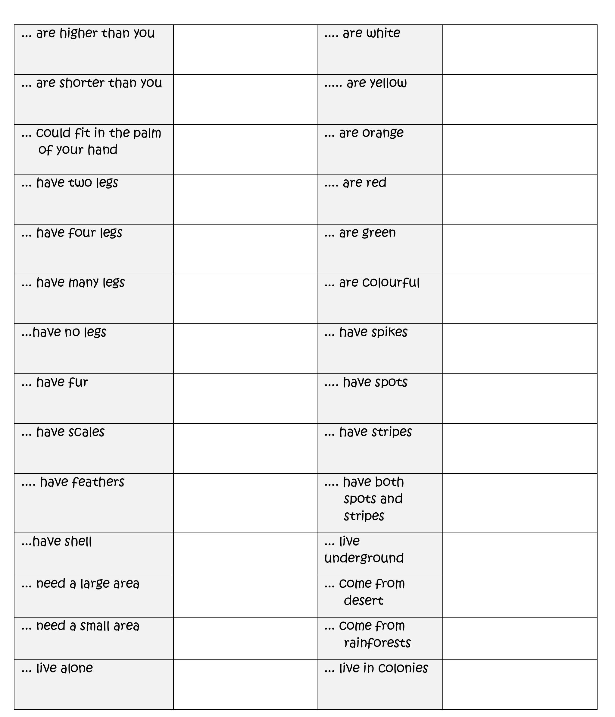 The worksheet is inspired by creature features scavenger