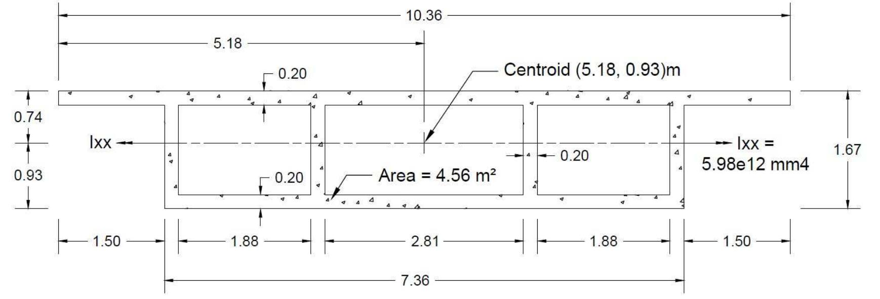 21 schematic of the box girder cross-section used to model