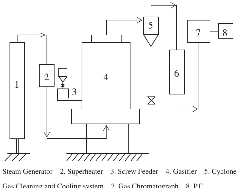 Schematic diagram of fluidized bed biomass gasifier.