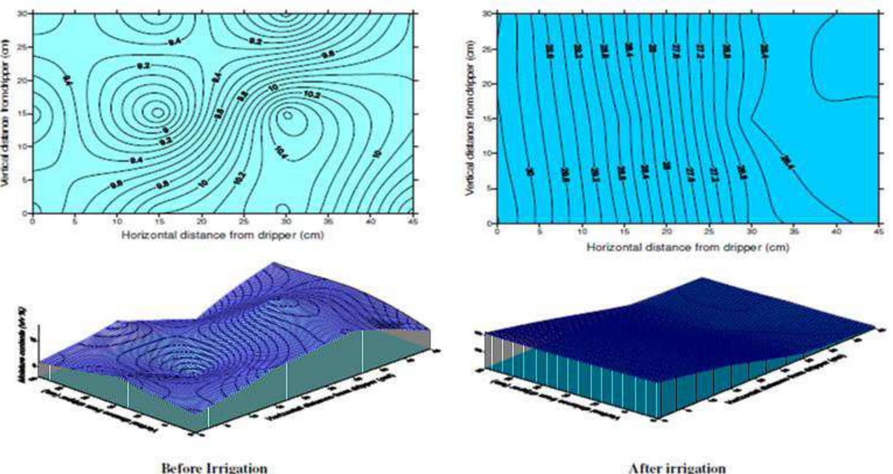 Three dimension models and contour maps for soil moisture