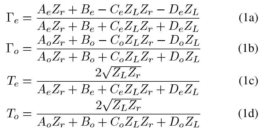 Where the subscripts e and o denote the even and odd modes,