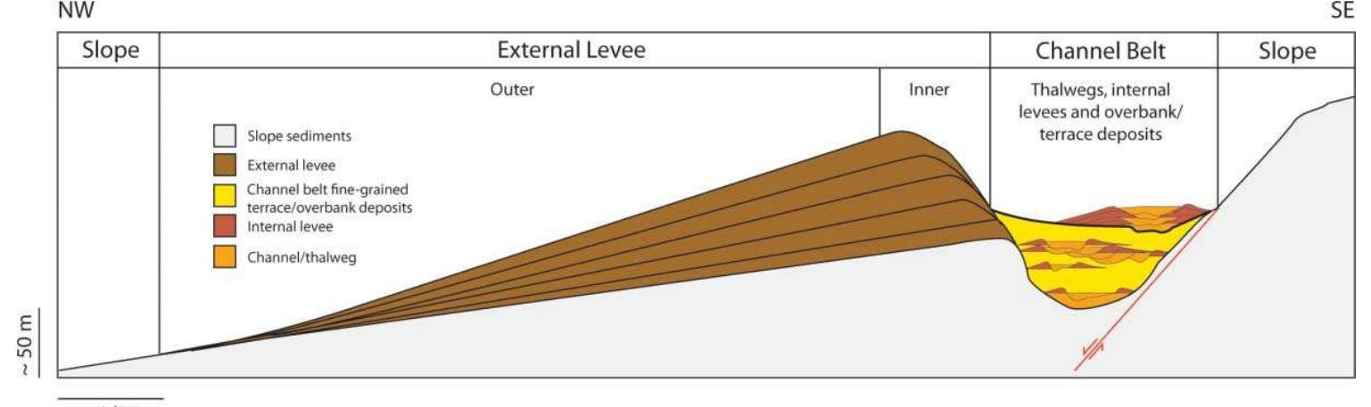 Schematic cross-section across the canyon san fernando
