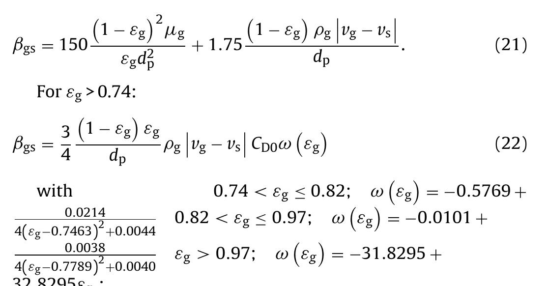The emms interphase exchange coefficient model: for €g