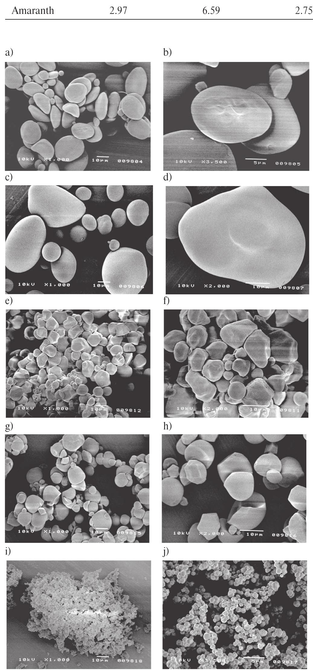 Tapioca Microscope Microscope images of tested starches: a, b — potato; c, d