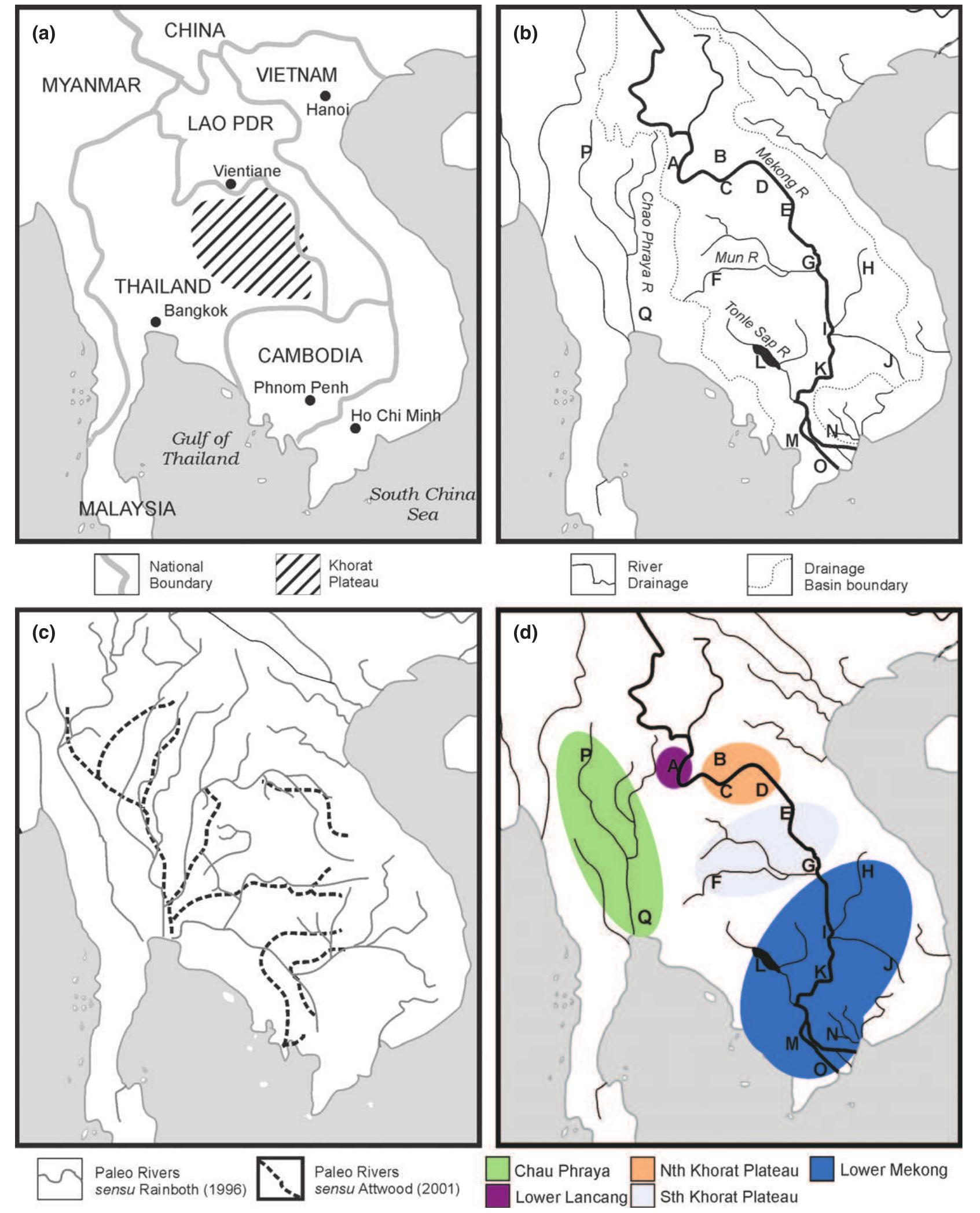 Map of mainland se asia. (a) political, (b) sample sites and