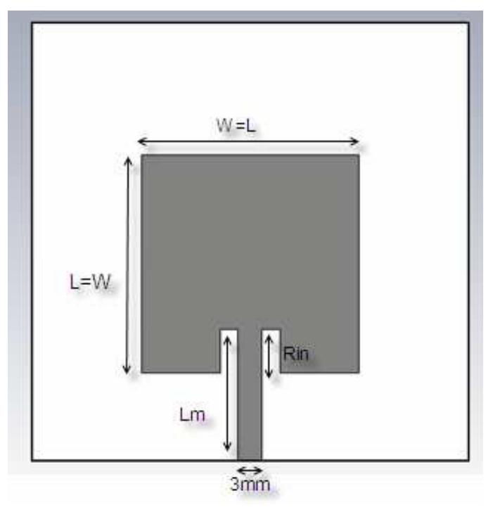 Figure 1 - Design of dual band microstrip antenna at 2.4 GHz