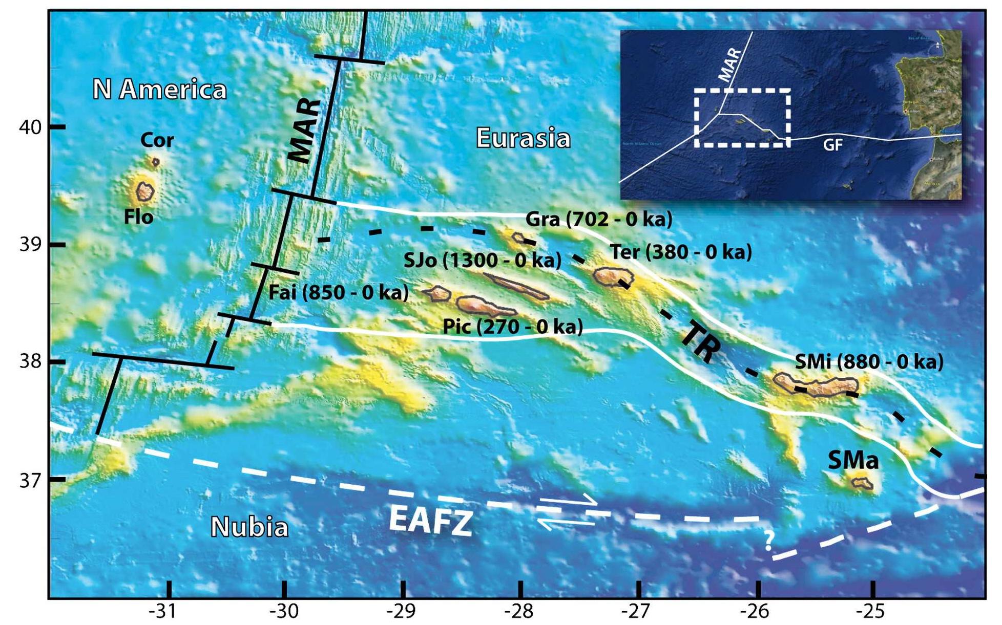 Bathymetric map of the azores (data from louren¢o et al.,