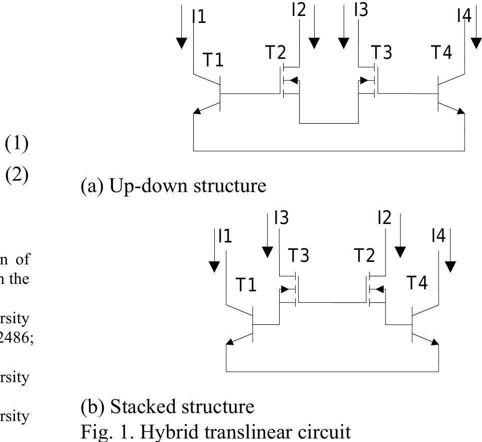 Translinear Loop Structure (PDF) Analysis of Hybrid Translinear Circuit and Its Application