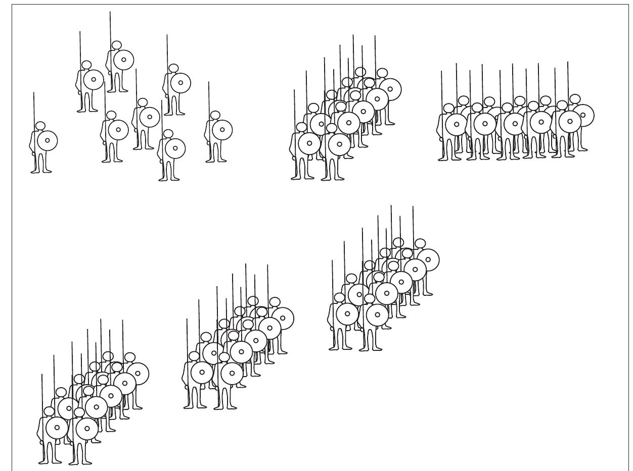 rect fire/assault, while if weapons are aimed at invisible targets, i.e. behind a hill or above the walls of a fortress, this is termed indirect fire/assault. In this latter case an observer, with a view of the target, can communicate the impacts and by signalling direct the discharge of weaponry onto the intended target. The armed assault, using spears or archery, delivered by forces, which are not themselves to take part in the actual clash with the enemy, is called support. 