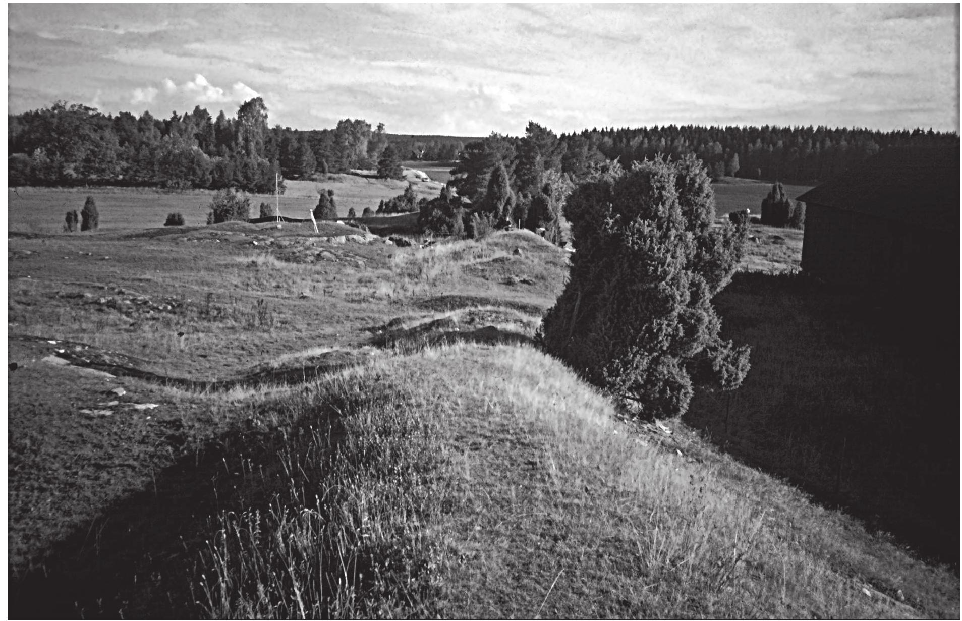 Figure 25. The Viking-age rampart and dyke Gétavirke close to Hageby farm. Photo by Charlotte Hedenstierna-Jonson. 