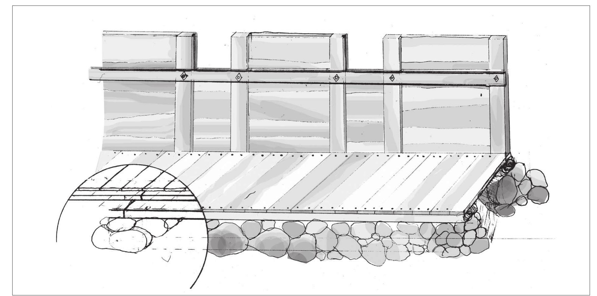 Figure 53. Reconstruction of the fort rampart (drawing by Johan Lindeberg). 