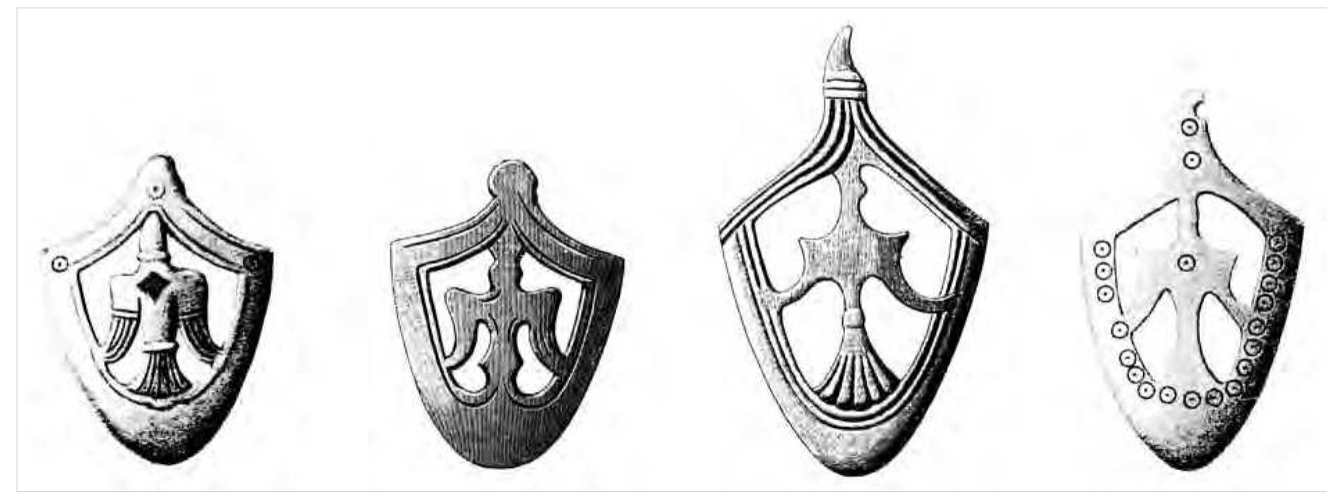 Figure 95. Scandinavian-Varangian sword-chapes, in accordance with Paulsen 1953, after Arne 1913. 