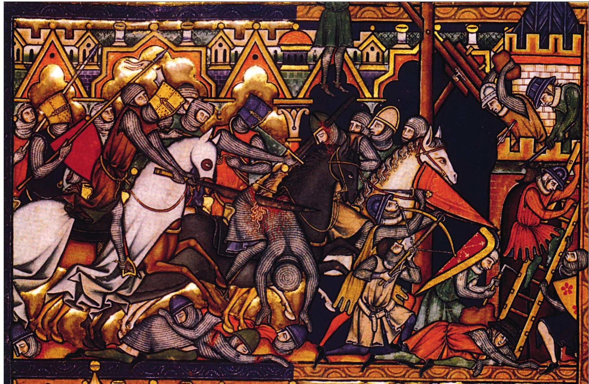 Figure 108. This battle-scene from the Maciejowski Bible dated to the second half of the 13th century display the unreason- able violence in the battle between two medieval armies in an almost naturalistic impartiality. From Barnes 2007.  The Viking Age and the Middle Ages are two tra- ditional terms for two periods. The terms also refer to  The rise of kingdoms, the Conversion and the estab- lishment of the Church all involved great changes. New political, cultural, social and economic systems and ideas developed with, for instance, the introduction of  warrior. Knights and chivalry developed. 7  Church and tied to the emerging state. T  The transition from the Viking Age to the Middle Ages entailed changes in warfare and the concept of the ideal  The use of vi-  olence and physical force was legitimised through the  he culture of  chivalry was introduced to Sweden and there are some  examples of the ideal knight. In Sweden, the infantry  made up of conscripted peasants played  an increas-  ingly important role in the Later Middle Ages.  different forms of culture and society, for the transition from the Viking Age to the Middle Ages is thought to have involved profound social, political and cultural changes. The Viking Age is often regarded as a non- Christian society before the stage of state formation, and the Middle Ages define the beginning of the Chris- tian era in Scandinavia. 
