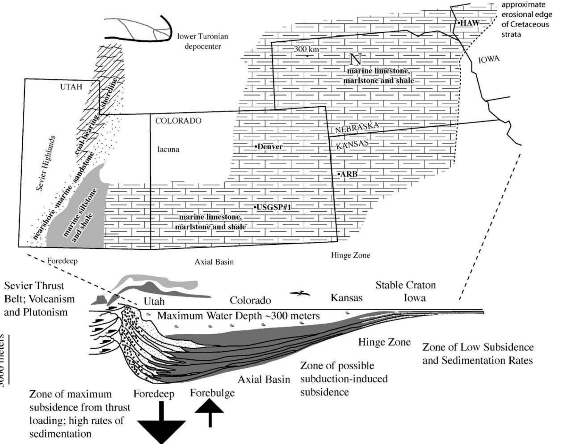 A schematic cross section of the cretaceous western interior