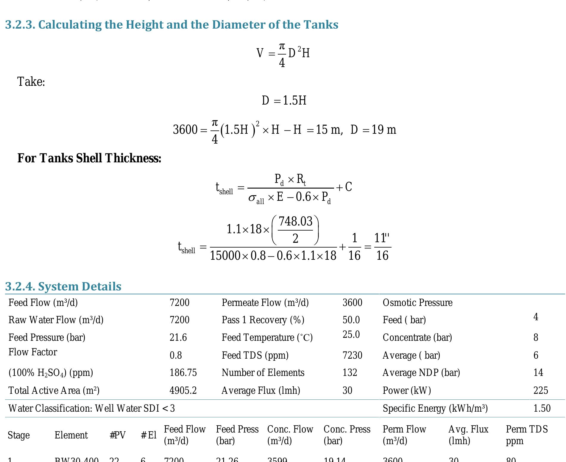 Table 3 - Performance Evaluation and Design of RO