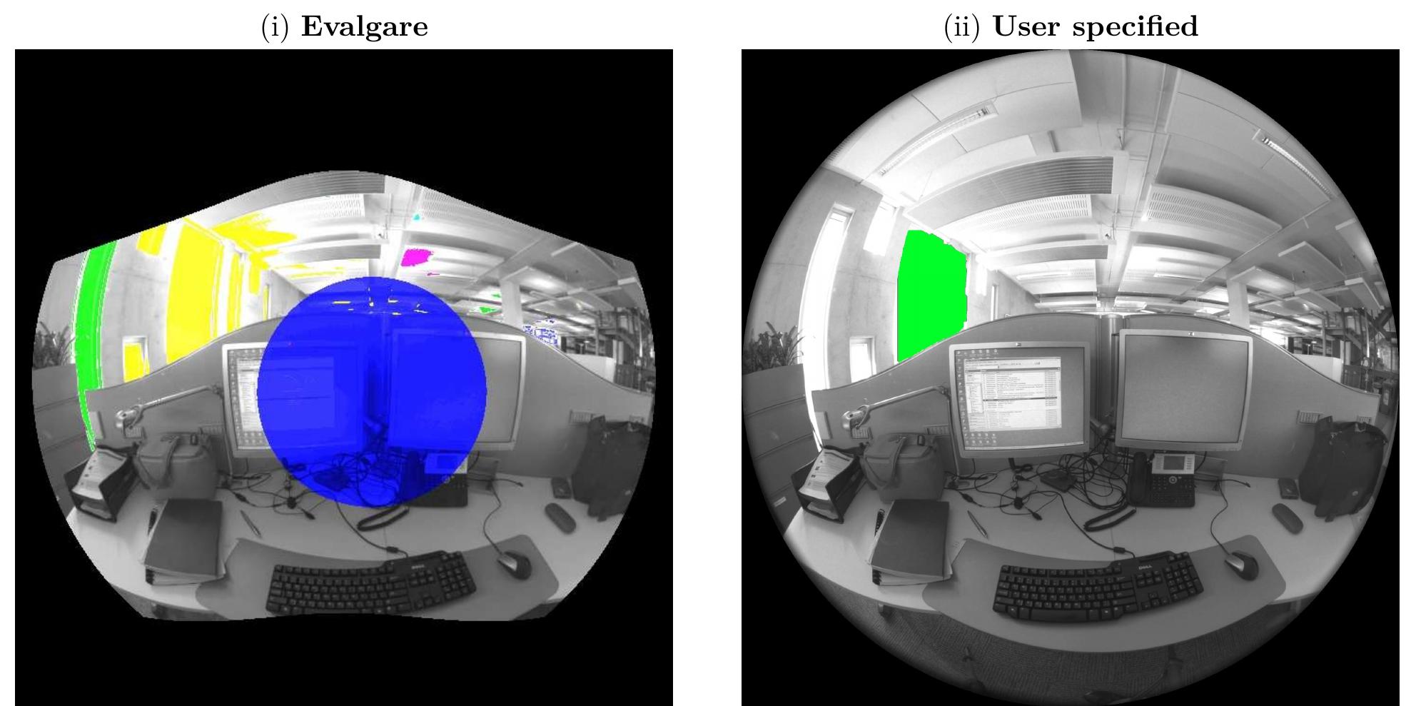 Example images comparing the location and size of evalglare