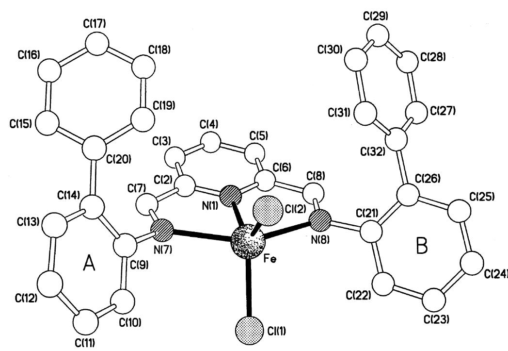 Fecl Structure Side view of the structure of 13 viewed down the n(7)---
