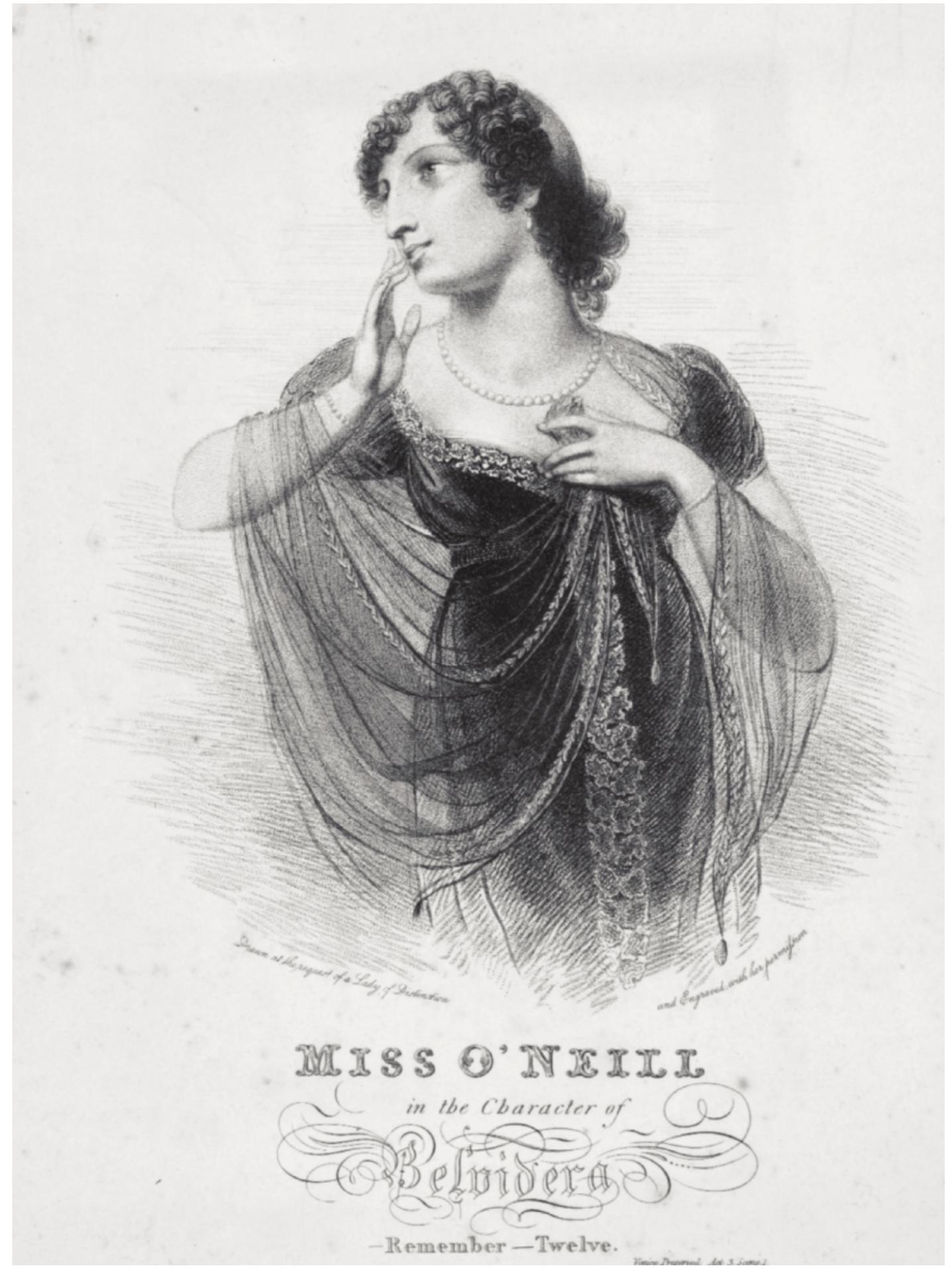 Fig. 1. Miss O'Neill in the character of Belvidera in Venice Preserved, Act III, scene 1. Engraving, 1814. Reproduced by permission of The New York Public Library for the Performing Arts, Astor, Lenox and Tilden Foundations. 
