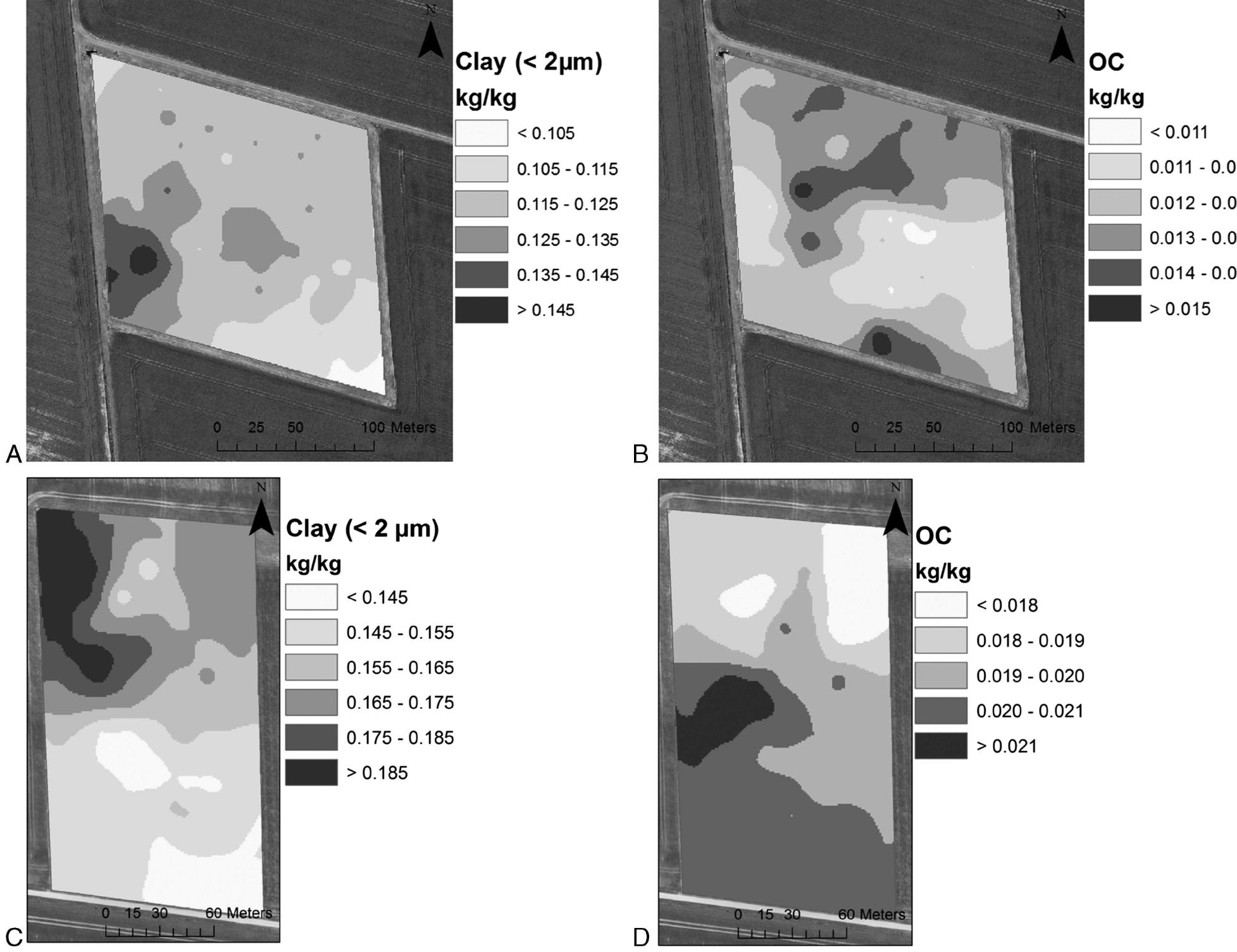 Contour maps for cl and oc contents for the faardrup (a, b)
