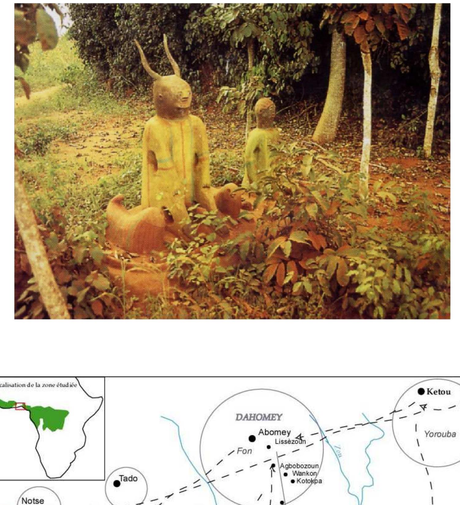 Legba protecting the entrance of a sacred grove near Ouidah '(South of Benin) 