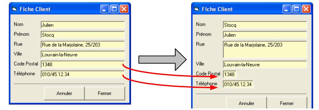 Fig. 13. Layout without and with automatic resize  Furthermore, the widths of the various controls are balanced. Then, a second constraint consist of applying the same spacing between the different areas. And the third constraint is to align the different areas between themselves within the two columns. The wizard will draw the form so as to satisfy these constraints. The placement will start at the top left. Once all the controls will be placed the Cancel and Close buttons will also be added on the bottom right. Widgets can be laid out with and without automatic resizing as depicted in Fig. 13. 