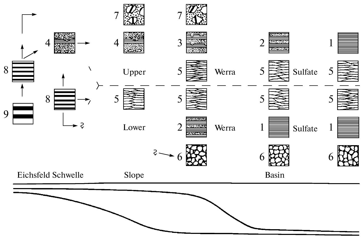 Distribution of the main structural types of sulfate rocks