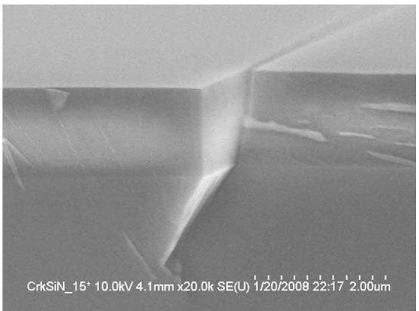 Cross section scanning electron microscope image of channel