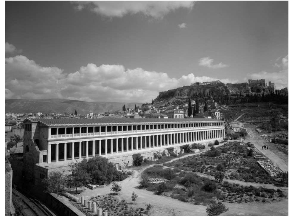 Fig. 1. The reconstructed Stoa of Attalos in the Athenian Ago- ra with the Acropolis in the background. American School of Classical Studies at Athens: Agora Excavations. 