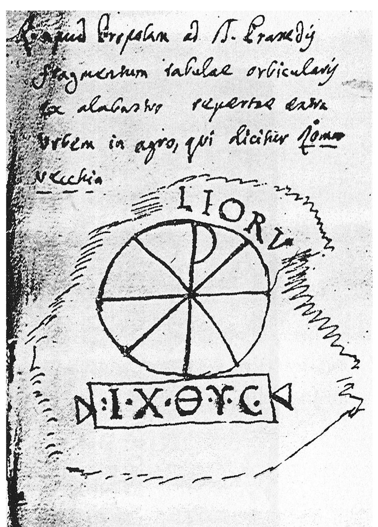 Figure 4 Reconstruction of the Alabaster Fragment in its earlier condition. From Délger, Ichthys, 1:233, fig. 25a. Reproduced with the permission of Metzler Verlag, Bundesrepublik Deutschland/Germany (www.metzler-verlag.de). 