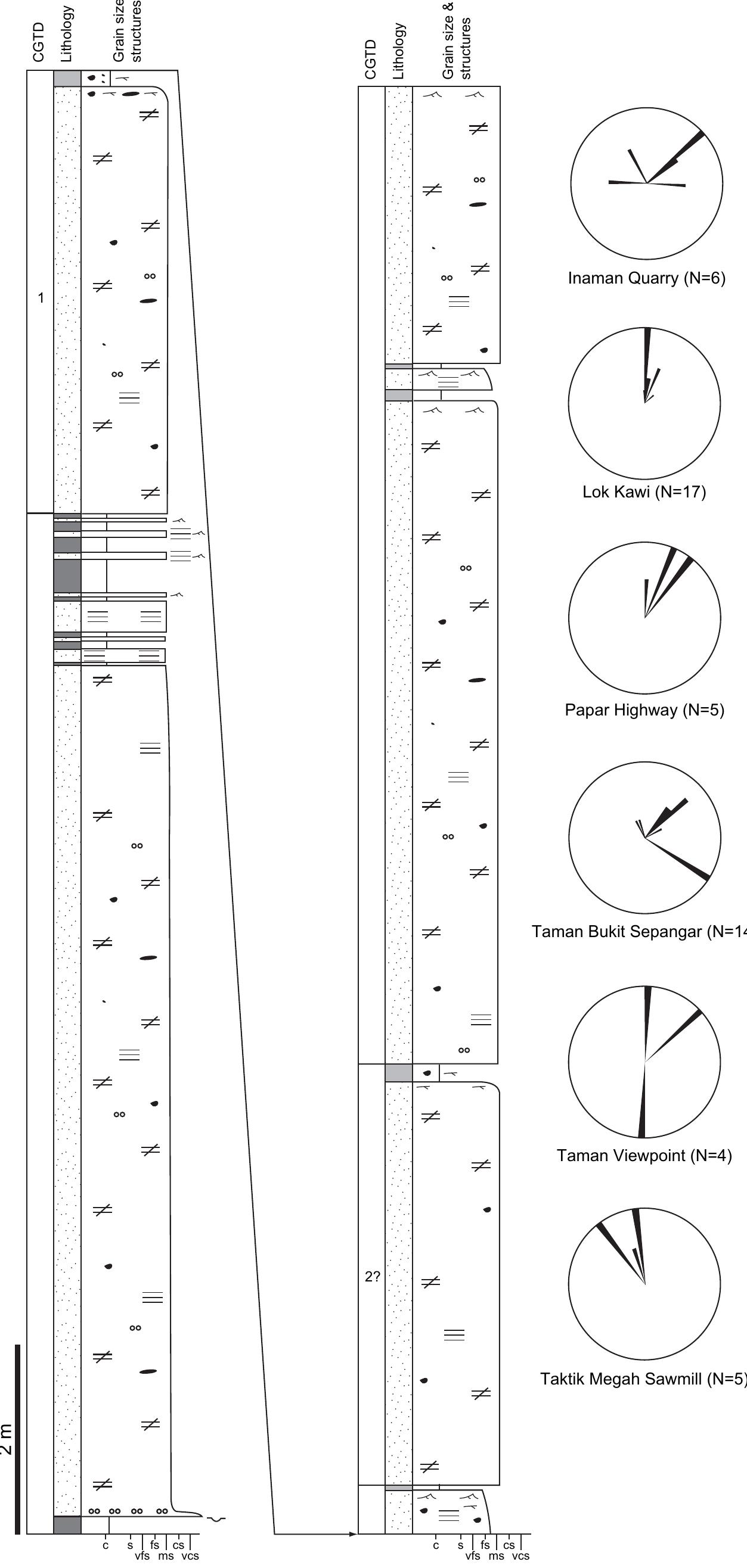 Representative sedimentary log through the channelised part
