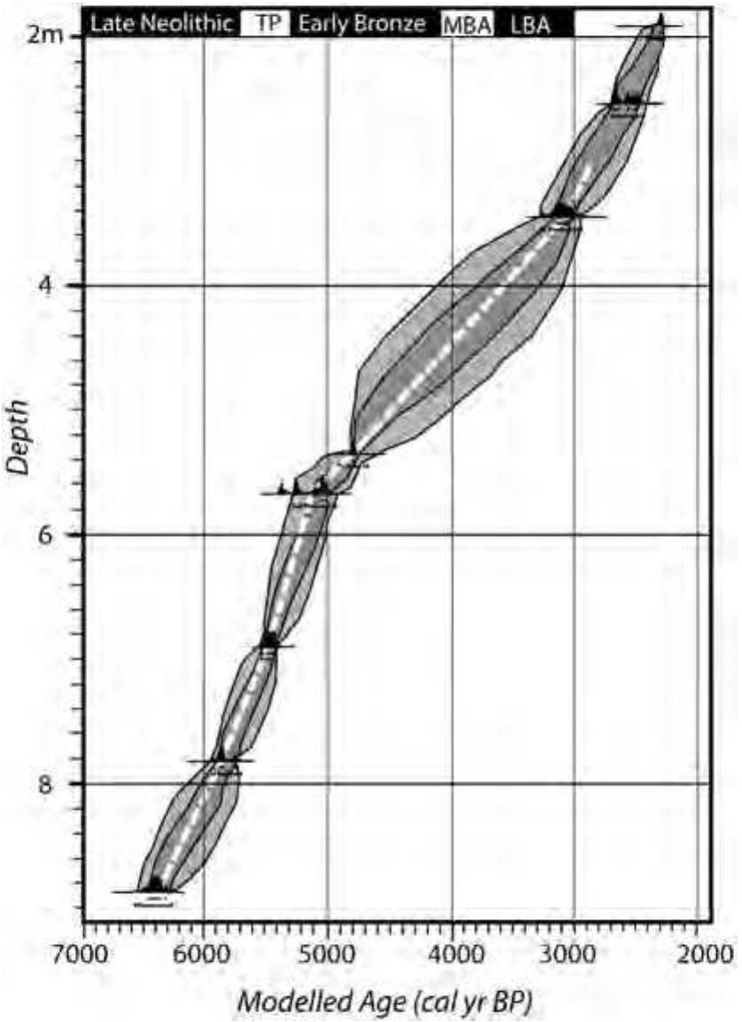 Synthetic diagram for core fc1 sedimentological and bioclast