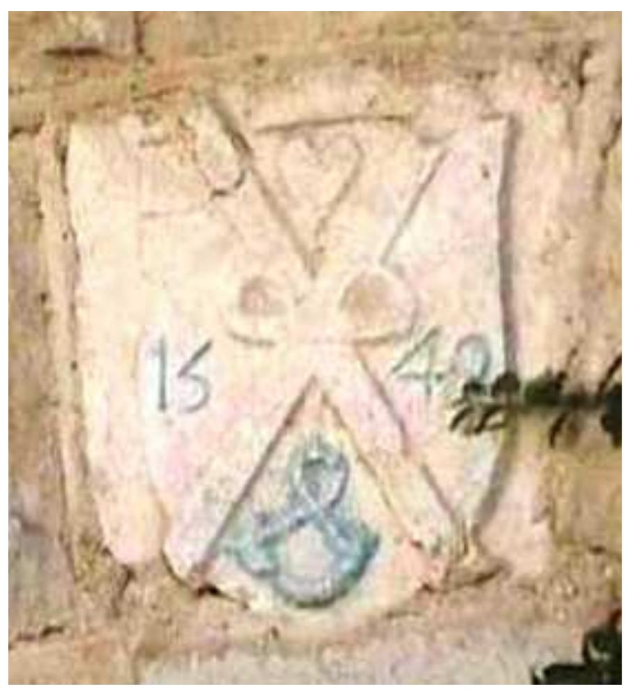 Fig. 9: Coat of arms of Rolin Roux, 1549, Ménétrux- en-Joux, department of Jura (photo by Roland Lecorff). 
