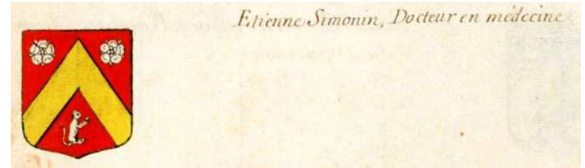Fig. 30: Coat of arms of Etienne Simonin, Armorial général, vol. 7 (Bourgogne comté), p. 456 (Bibliothéque Nationale de France, Francais 32234). 