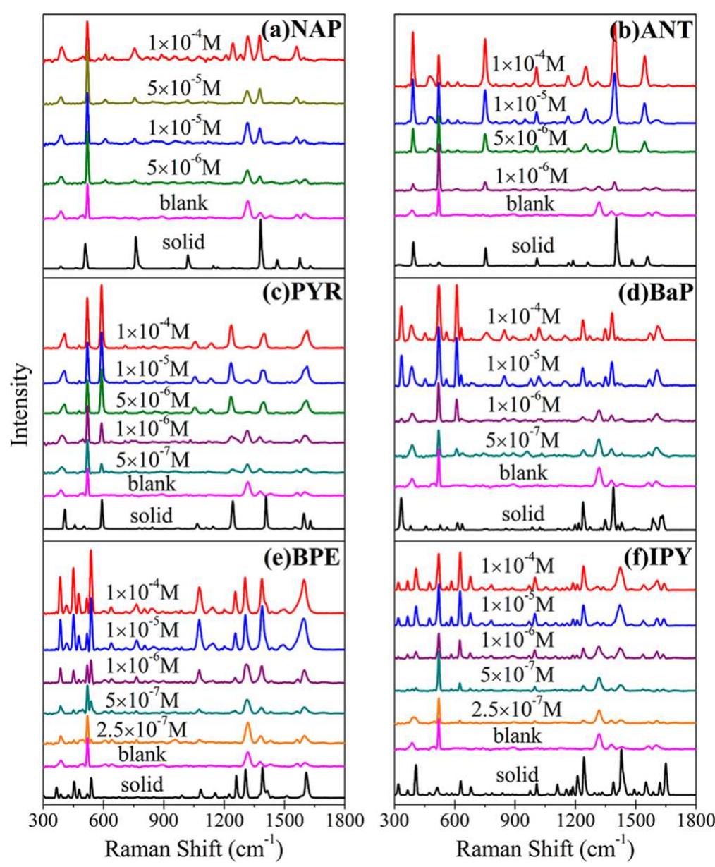 Representative raman spectra of typical pahs with different