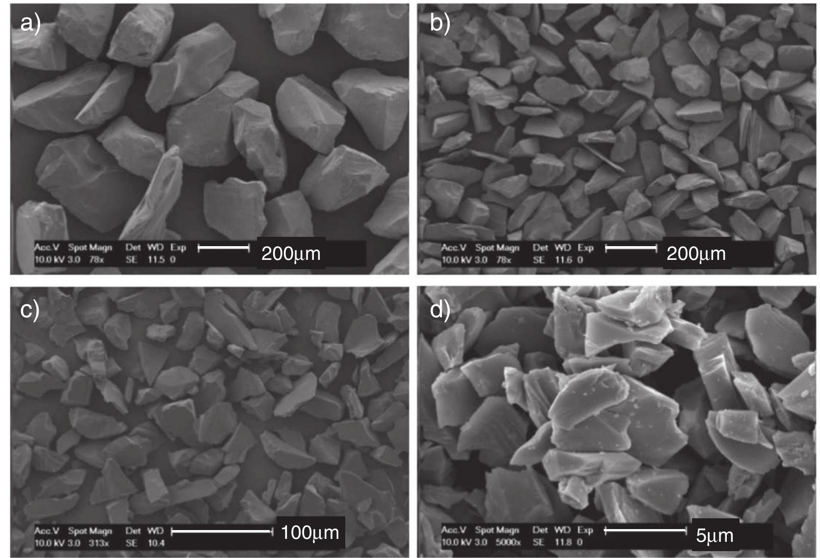 Sem micrographs of the silicon carbide abrasives. the