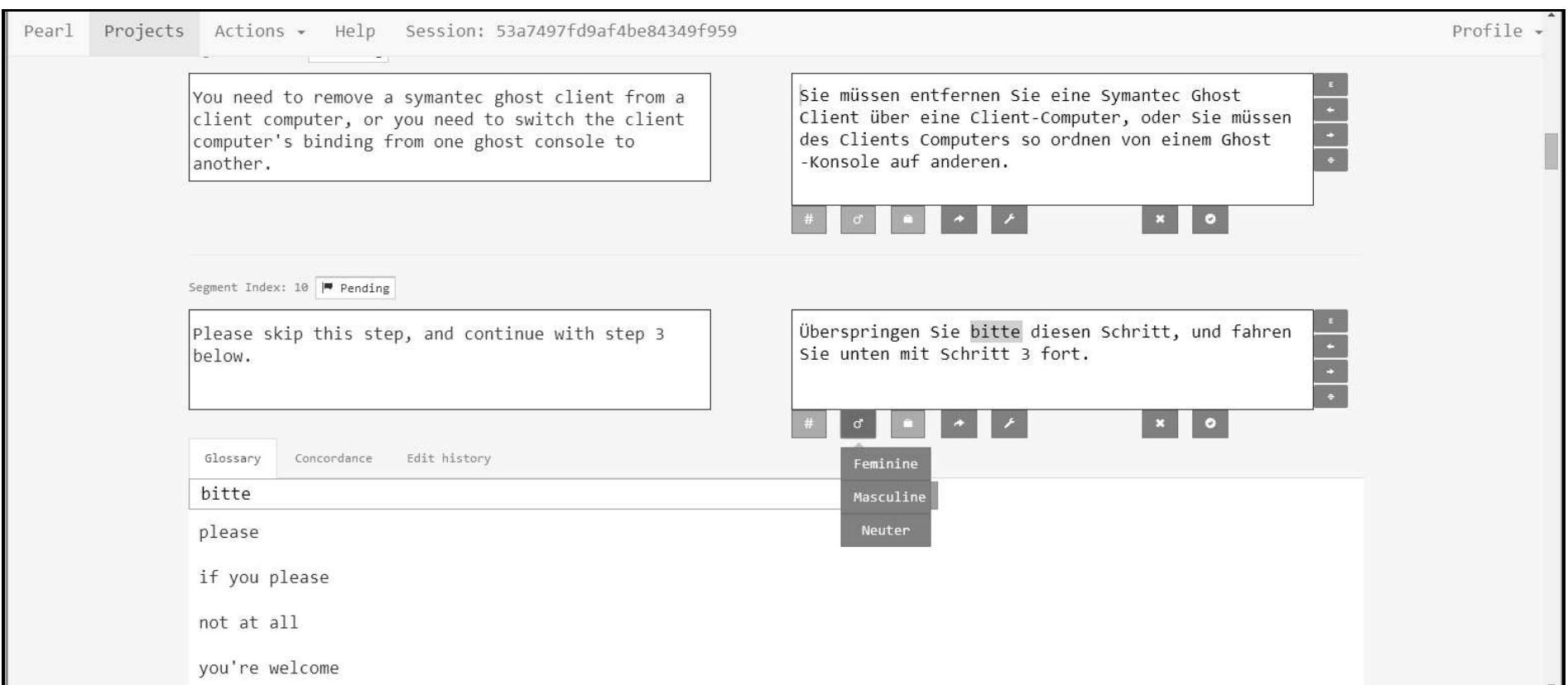 Figure 1. The PEARL test interface.  ~ Yamada (2012) compared novice and pro- fessional translators and found productivity 