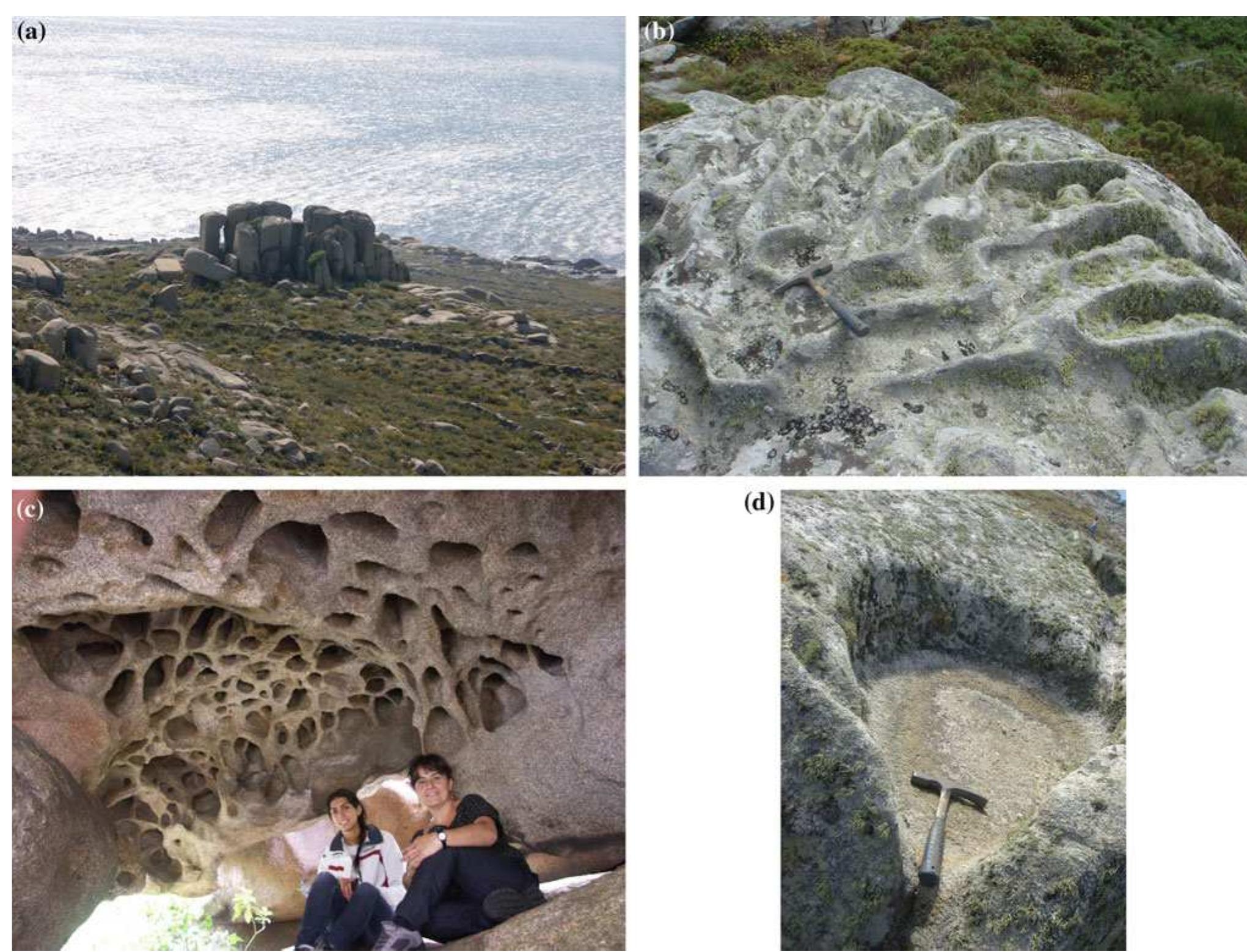 5 different types of granite landforms from galicia. a