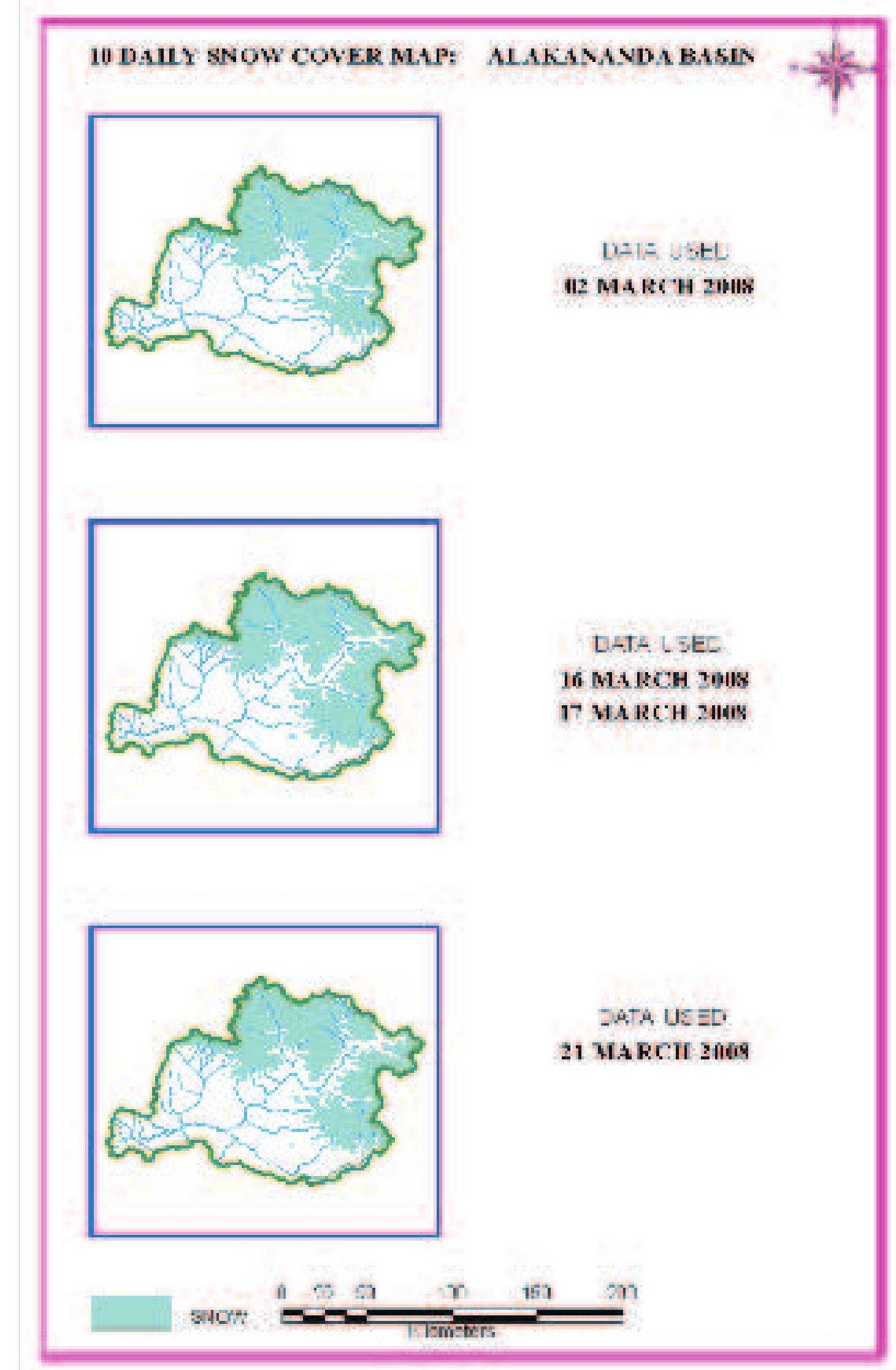 Figure 23: 10 Daily Snow cover maps of Alkananda Basin 